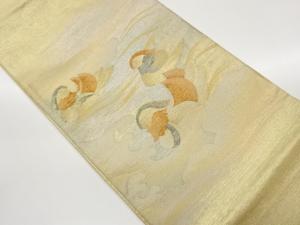 流水に鴛鴦模様織出し袋帯